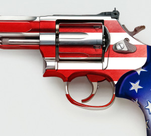 Stars and stripes on gun