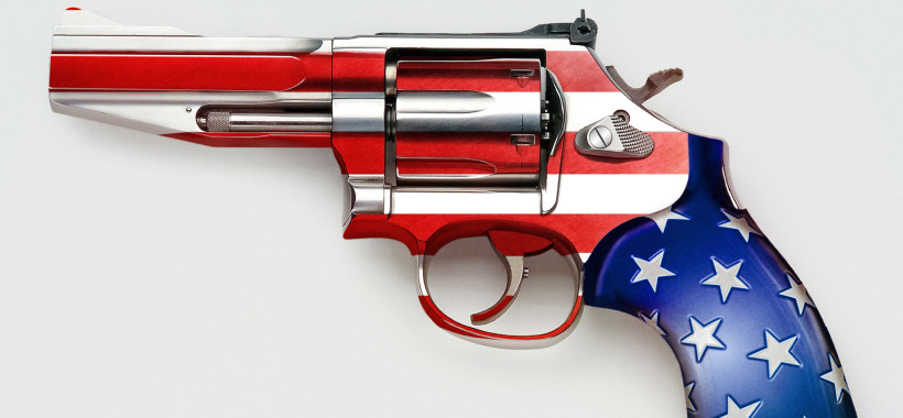 Stars and stripes on gun